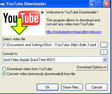 converting youtube file for ipod