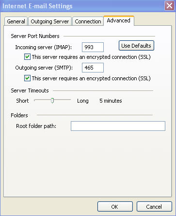 Outlook advanced settings for gmail